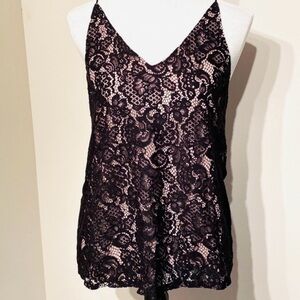 Black Lace Camisole Top - Ann Taylor LOFT-XL